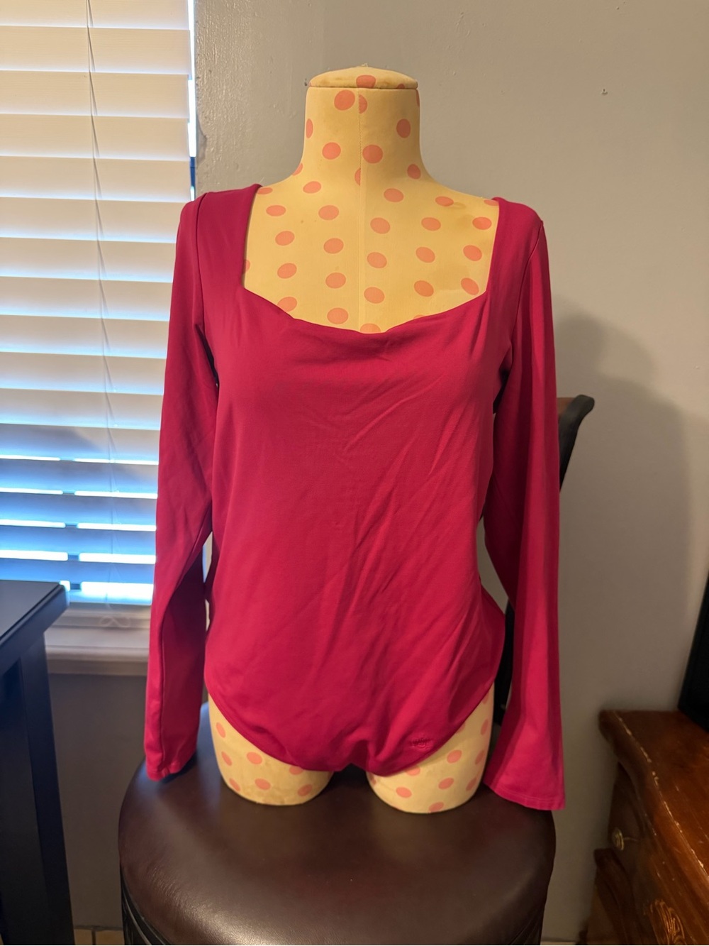 Aritzia - Long-Sleeve Square Neck Bodysuit in Pink